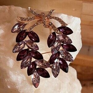 Olive Branch Brooch with Purple Zircon Stones NWTS